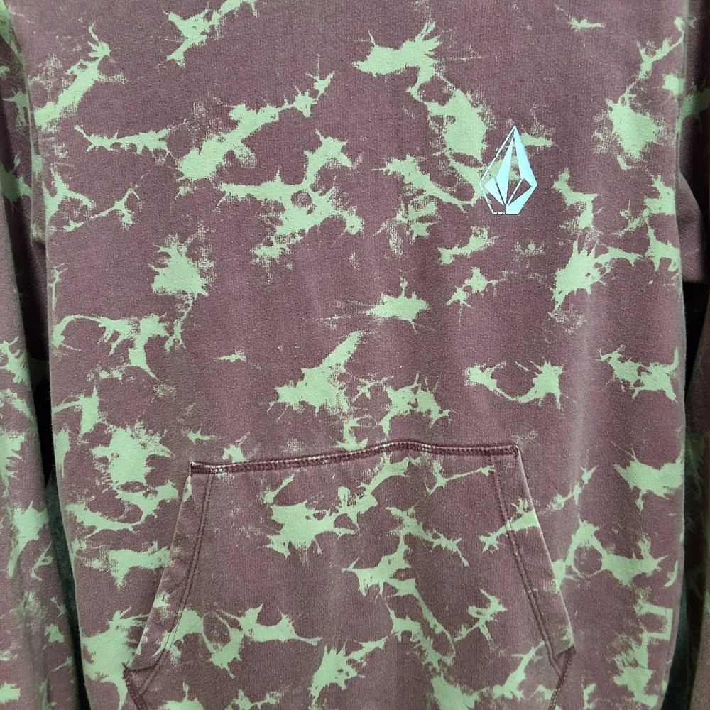 Purple Tie-Dye Volcom Hoodie with Logo - Picture 8 of 10